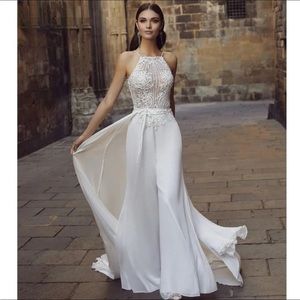 Women’s White Jumpsuit with Detachable Trail